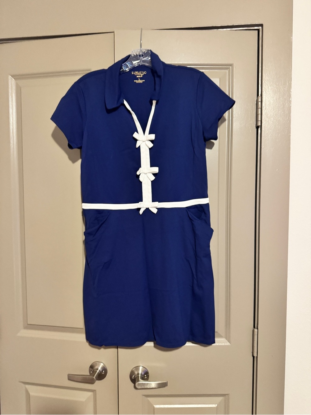 Lilly Pulitzer Navy Blue Luxletic Dress with White Trim and Bows